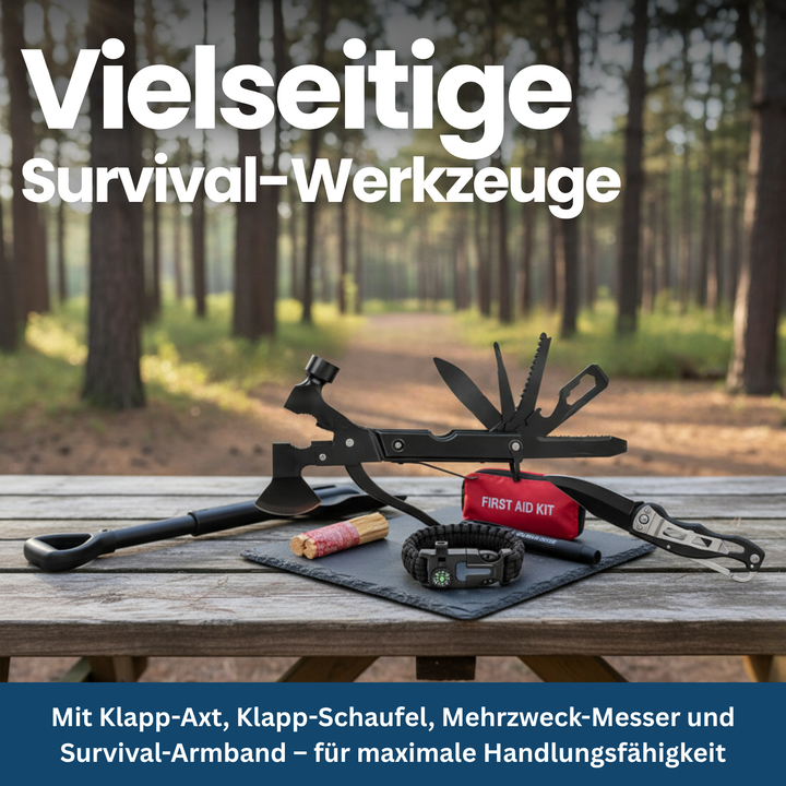 Portable professional survival kit, 250 items, for unisex preparedness in camping, hiking, emergencies