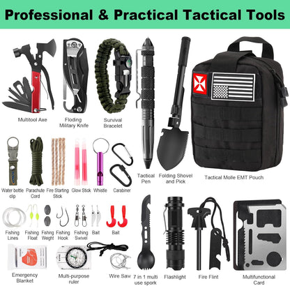 Comprehensive 256-piece IFAK first aid kit, prepper gear for tactical and adventure