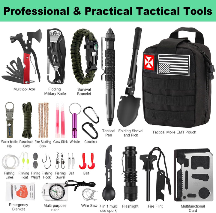 Comprehensive 256-piece IFAK first aid kit, prepper gear for tactical and adventure