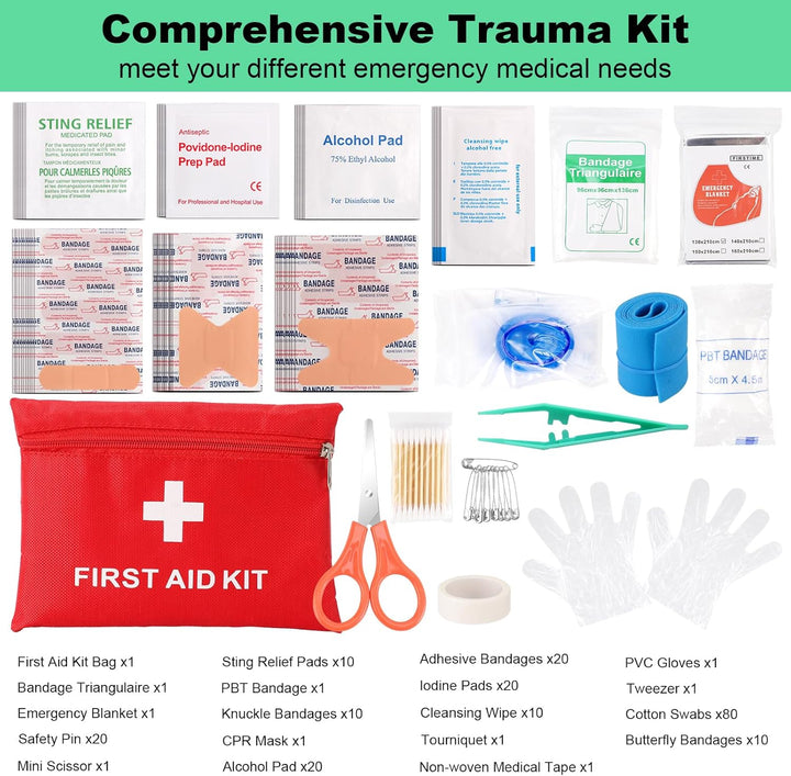 Tactical first aid kit with 256 items, durable molle pouch for emergency preparedness