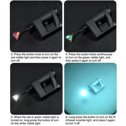 Compact LED helmet mount tactical light, ideal for camping and mission gear