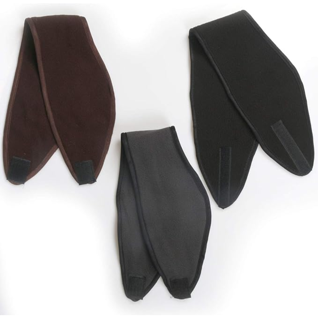Close-up of soft unisex fleece ear warmers, showing cozy texture for ultimate winter warmth.