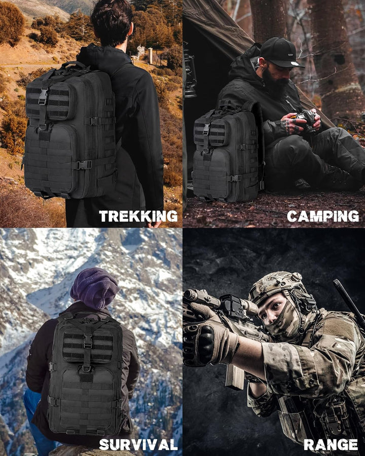 High-capacity 35L tactical backpack with Molle system for customizable gear attachment.
