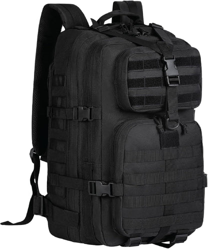 Travel pack: 35L outdoor tactical backpack with secure laptop compartment & Molle system.