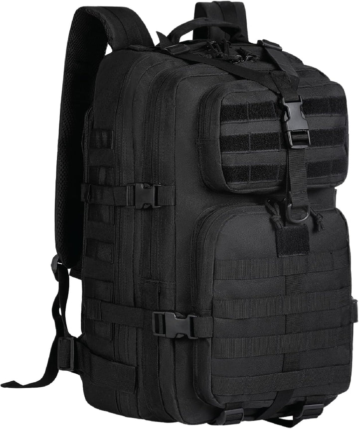 Travel pack: 35L outdoor tactical backpack with secure laptop compartment & Molle system.