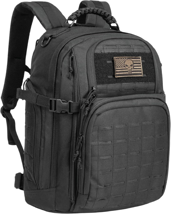 Rugged 35L tactical backpack, ideal for camping, hiking, and outdoor gear storage.