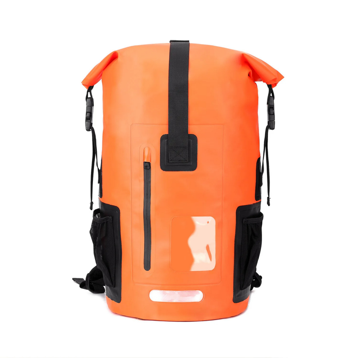 Unisex 35L waterproof outdoor backpack in black, perfect for hiking and camping adventures