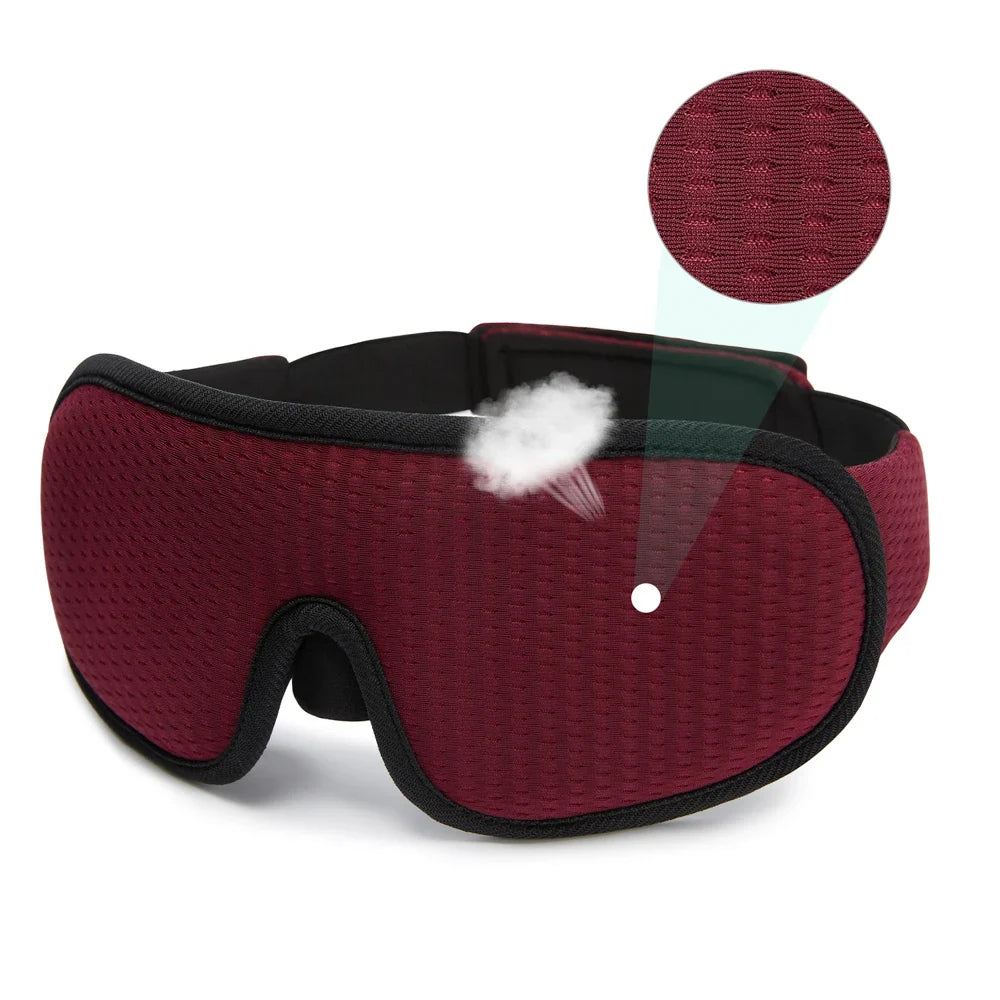 Deep rest sleep mask, contoured 3D design, memory foam for ultimate comfort & light blockage.