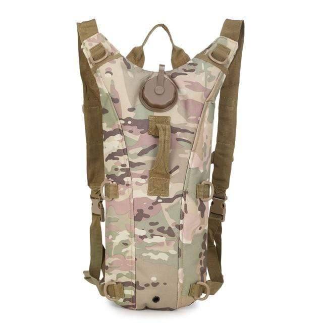 Molle system on tactical water bag for attaching extra accessories during adventures