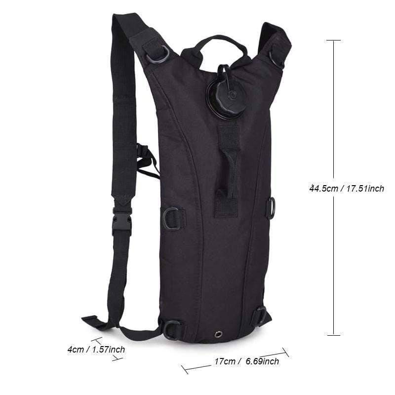 Close-up of the 3L water bag section of the tactical outdoor gear backpack