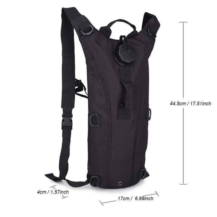 Close-up of the 3L water bag section of the tactical outdoor gear backpack