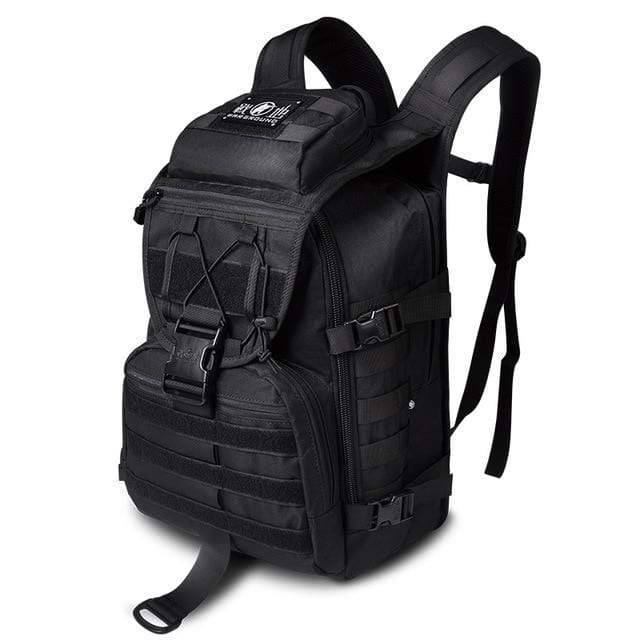 Adventure 40L tactical travel pack, ergonomic shoulder straps and padded back panel