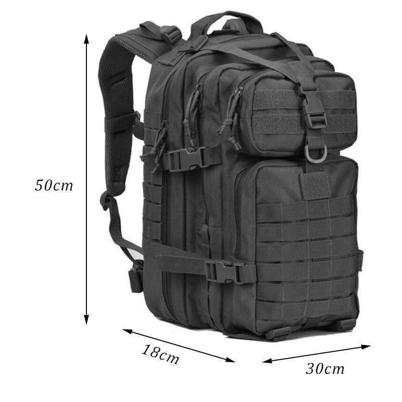 Close-up of molle webbing on a 40L tactical assault pack, perfect for attaching extra camping gear