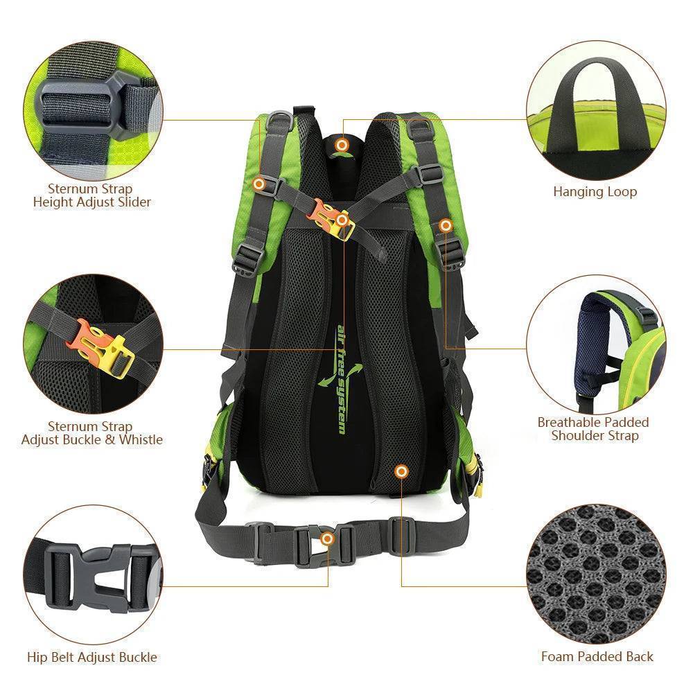 Unisex 40L Water-Resistant Outdoor Travel Backpack