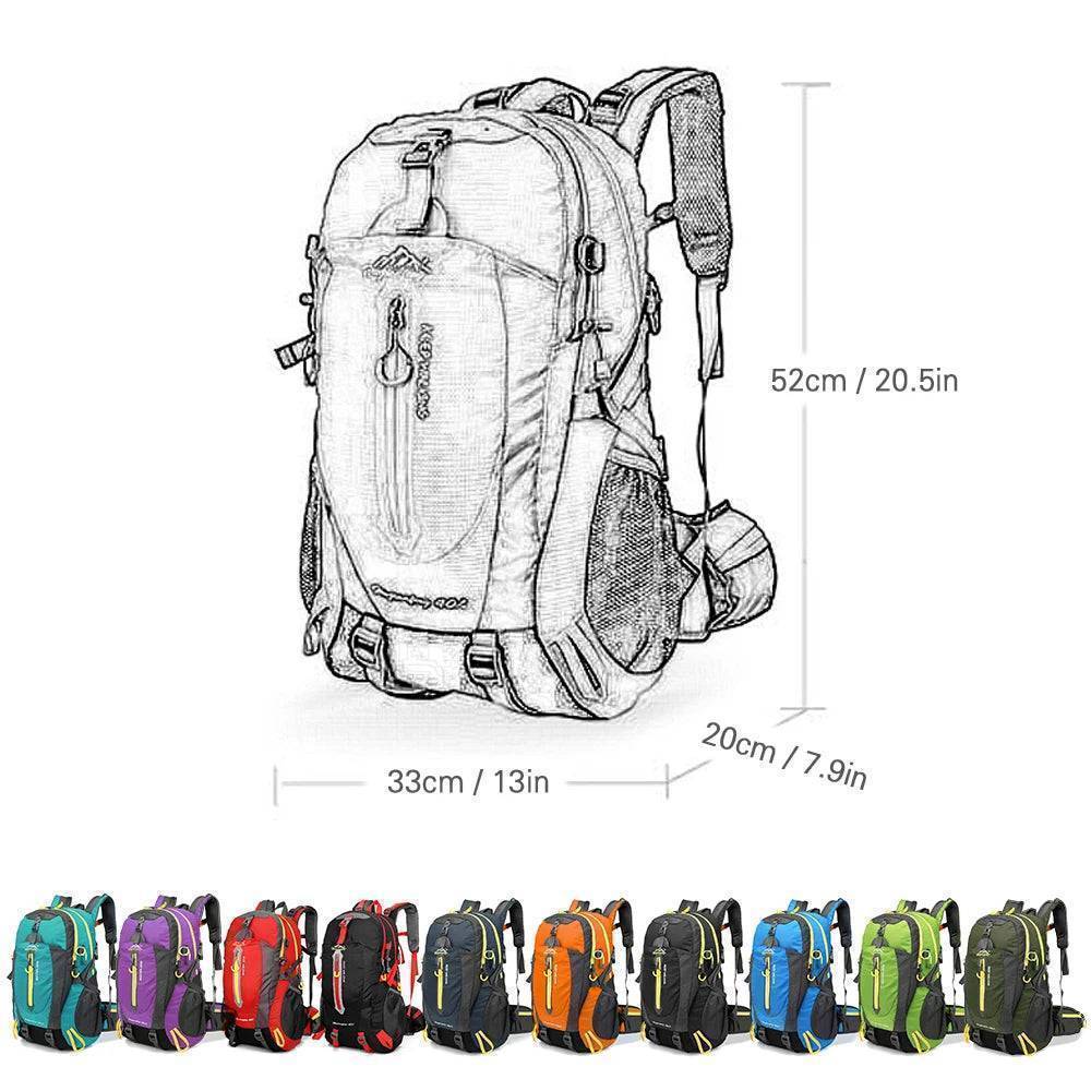 Unisex 40L Water-Resistant Outdoor Travel Backpack