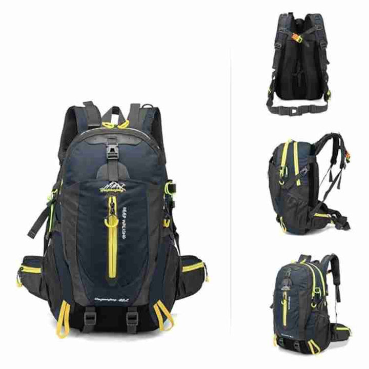 Durable 40L waterproof hiking backpack, ideal for camping gear and travel with ample storage.