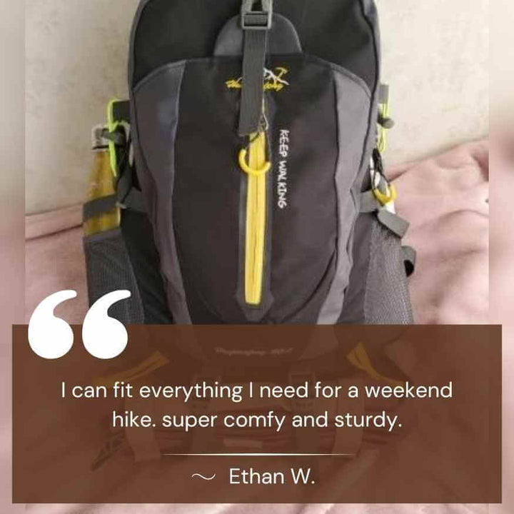 Unisex waterproof hiking backpack, 40L capacity, ready for any outdoor adventure or travel.