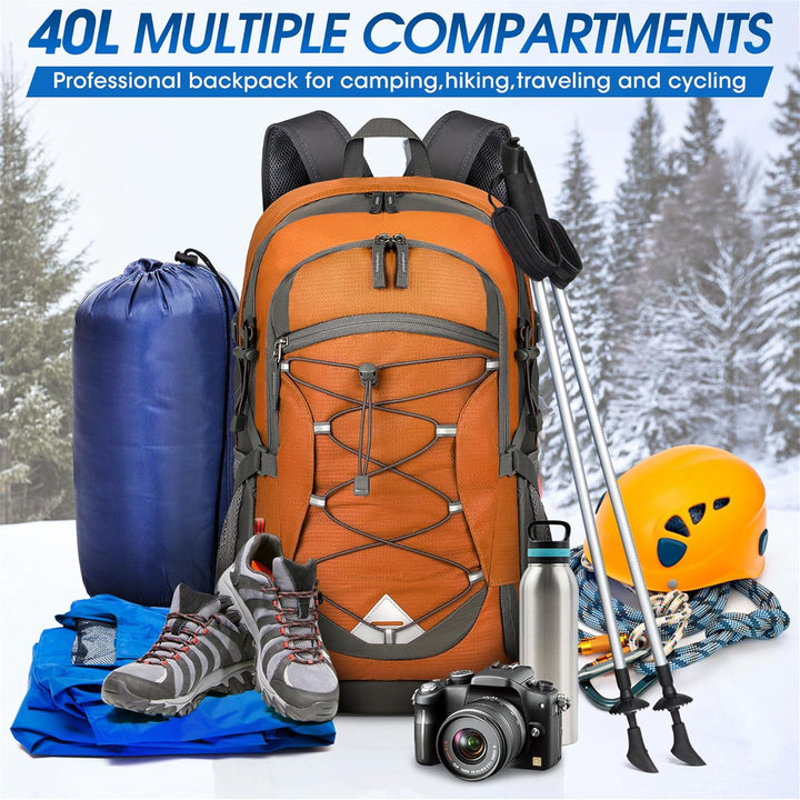 Unisex 40L waterproof travel backpack, lightweight & durable for adventure seekers.