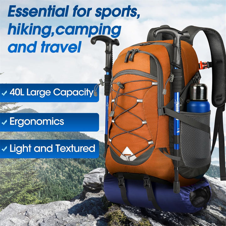 High-quality 40L waterproof camping backpack, lightweight and easy to carry for any trip.