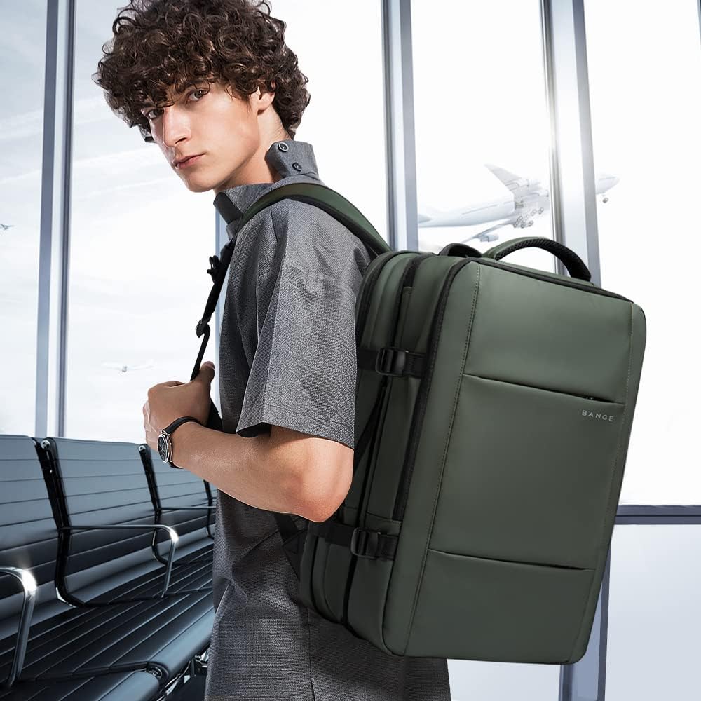Unisex 45L expandable travel backpack with laptop sleeve, perfect for weekend trips & carry-on.