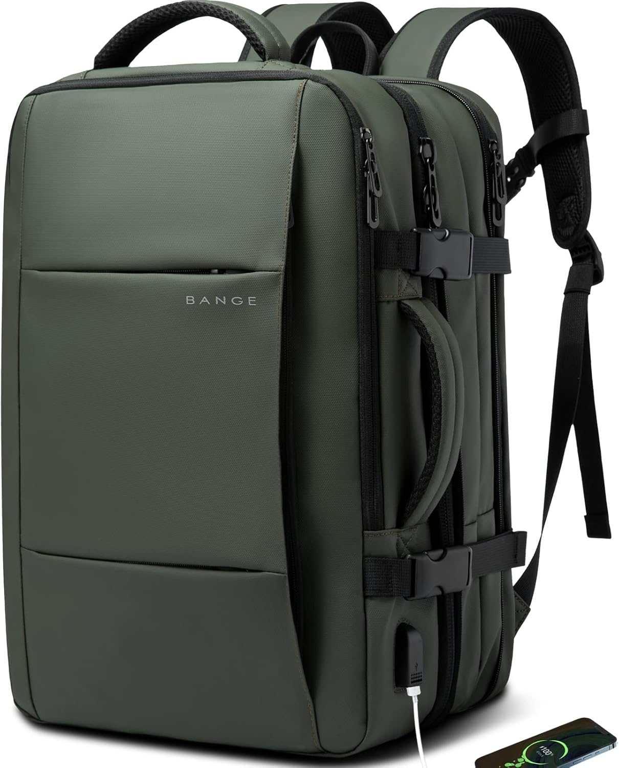 Weekend getaway 45L travel backpack, spacious main compartment, easy access pockets.
