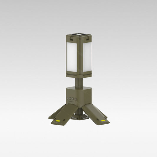 Unisex 4800 Lumen Telescopic Camping Light, extended, illuminating a tent at night