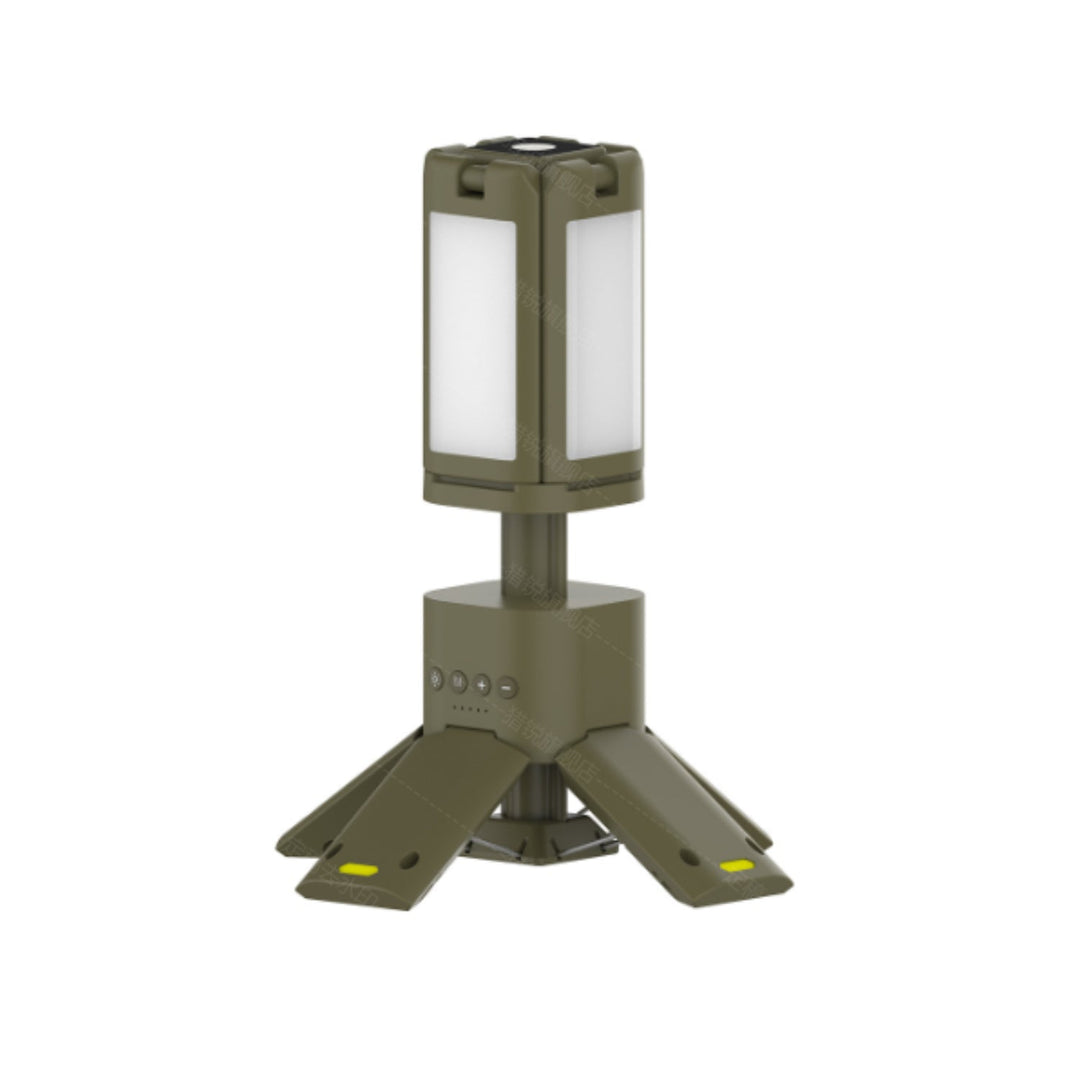Compact 4800 lumen camping light, held by hand, demonstrating its portability