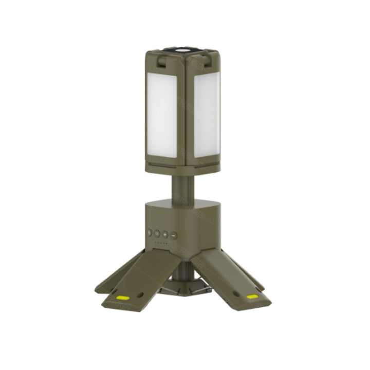 Compact 4800 lumen camping light, held by hand, demonstrating its portability