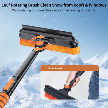 Paint-safe 5-in-1 car snow shovel and ice scraper, perfect for vehicle care and winter.