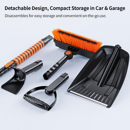 Versatile 5-in-1 telescopic car snow shovel and ice scraper, a must-have for winter vehicle care.