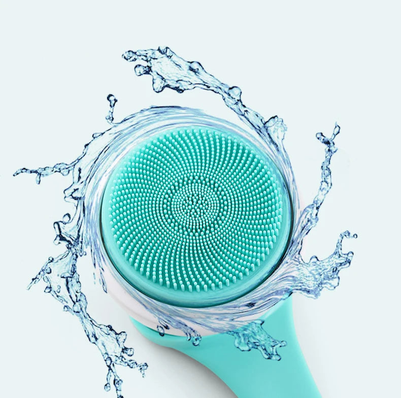 Rechargeable electric body exfoliator & shower brush with multiple heads for smooth skin. Long handle back scrubber.