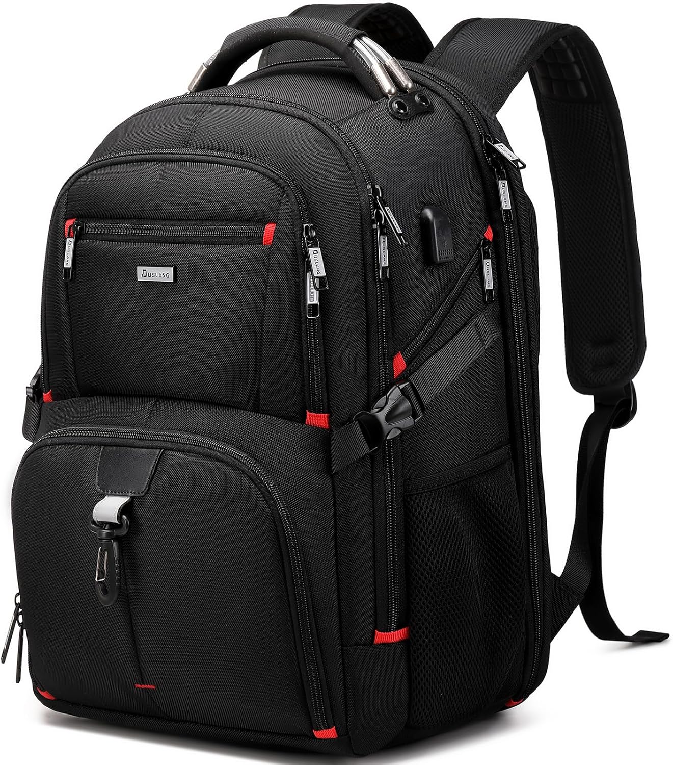 Water-resistant 50L travel backpack for men & women, perfect carry-on for long trips with ample space.