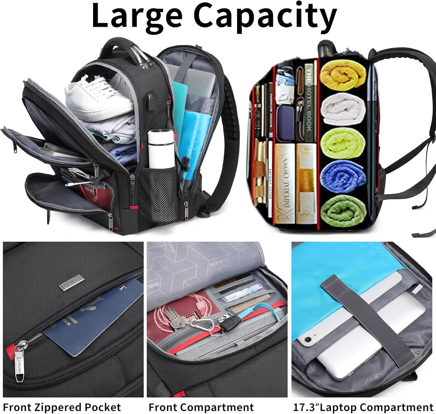 Extra large 50L commuter travel backpack, durable & water-resistant for laptops, gear, and essentials.