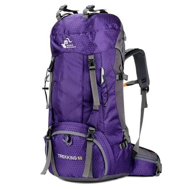Unisex 60L outdoor rucksack in a natural setting, ready for mountaineering adventure.