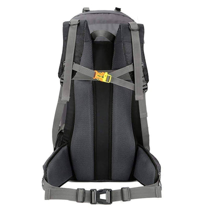 Unisex 50L outdoor hiking backpack with multiple compartments, perfect for travel and climbing.