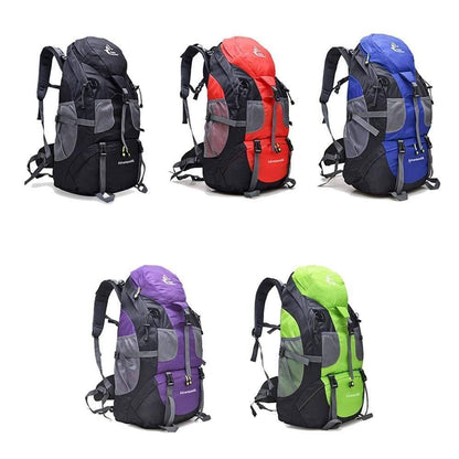 Waterproof 50L hiking rucksack, unisex design, essential for outdoor enthusiasts.
