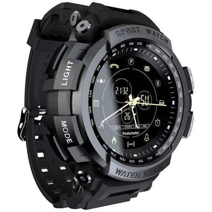 Unisex 50M waterproof outdoor sports smartwatch with black strap, digital display, fitness tracker