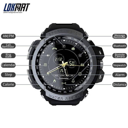 Side view of a 50M waterproof outdoor sports digital watch, durable and long battery life for fitness