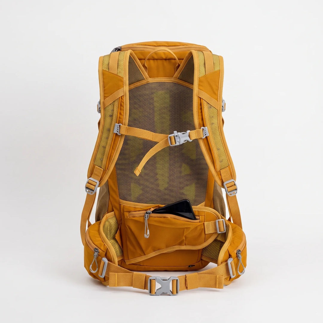 Ergonomic unisex lightweight 6.6 gallon hiking backpack, comfortable for long day trips.