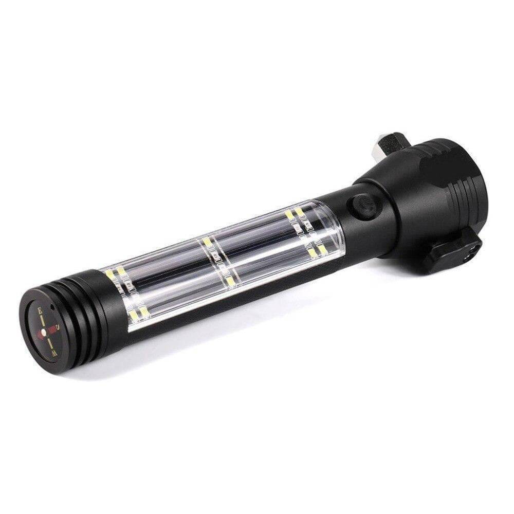 Outdoor gear: Solar LED emergency flashlight, a versatile 6-in-1 tool for hiking, fishing, and hunting