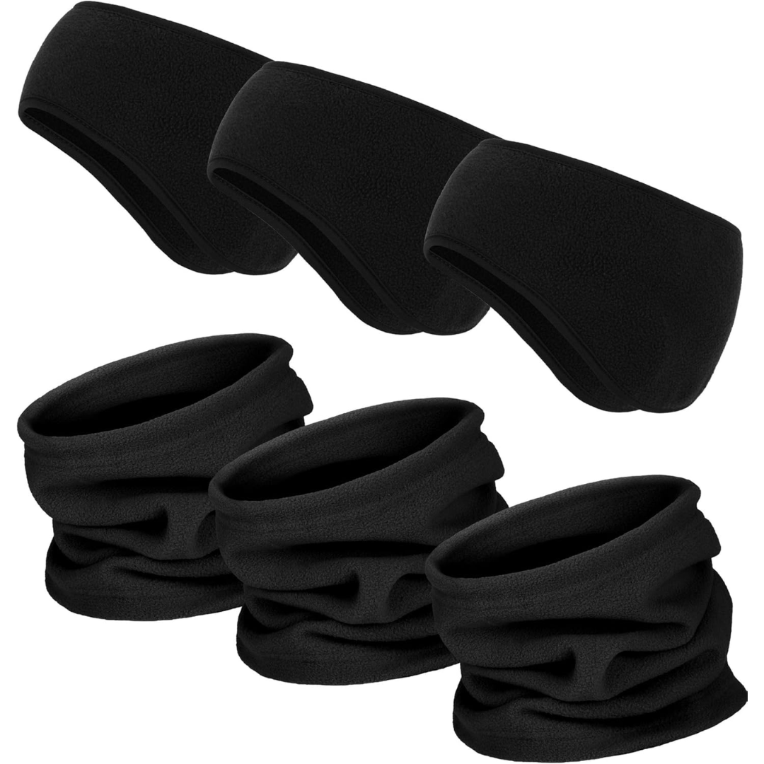 Complete unisex winter fleece set: ear warmer, neck warmer, headband for ultimate thermal cold weather defense.