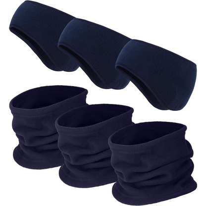 Multifunctional unisex fleece bundle with ear warmer, neck warmer, headband. Ideal for outdoor cold weather sports.