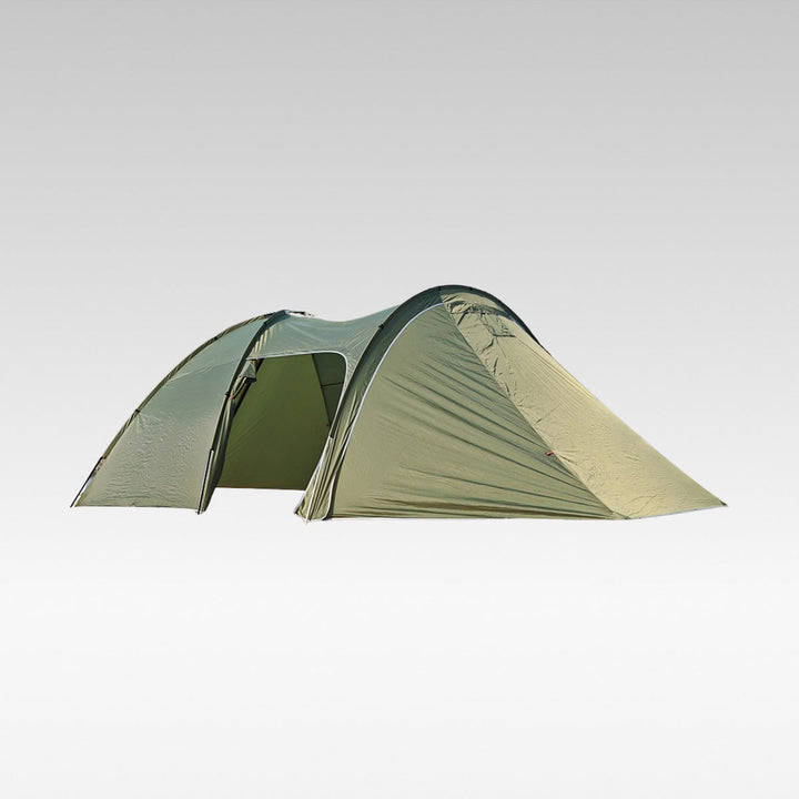Unisex 6 person tunnel camping tent with spacious awning, perfect for family outdoor adventures.