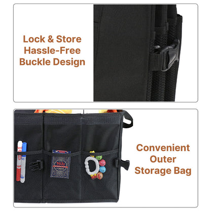 Foldable heavy-duty 60L car trunk organizer with lid for efficient vehicle storage