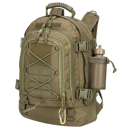 Customer wearing a 60L unisex tactical backpack while hiking, showing comfortable fit & practical use