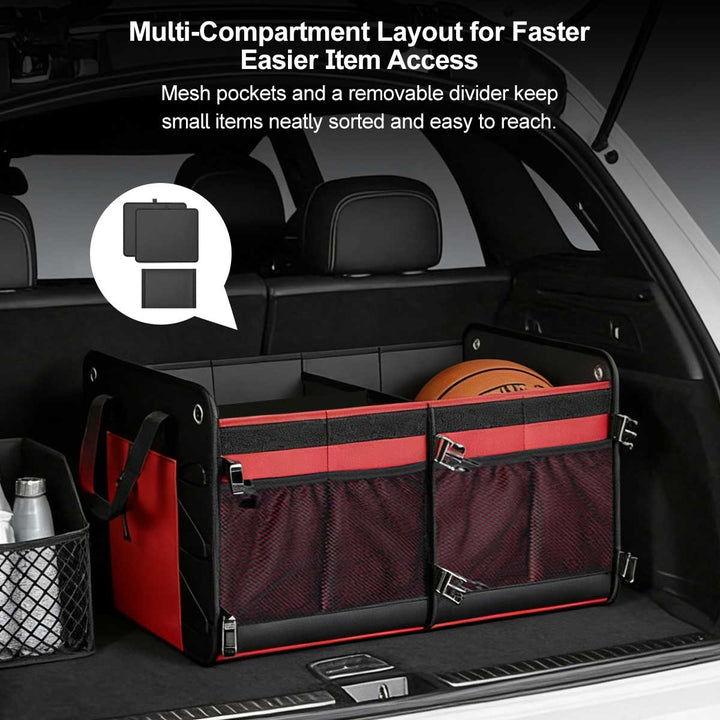 Car trunk organizer, 60L capacity, foldable design, excellent for camping gear and vehicle storage