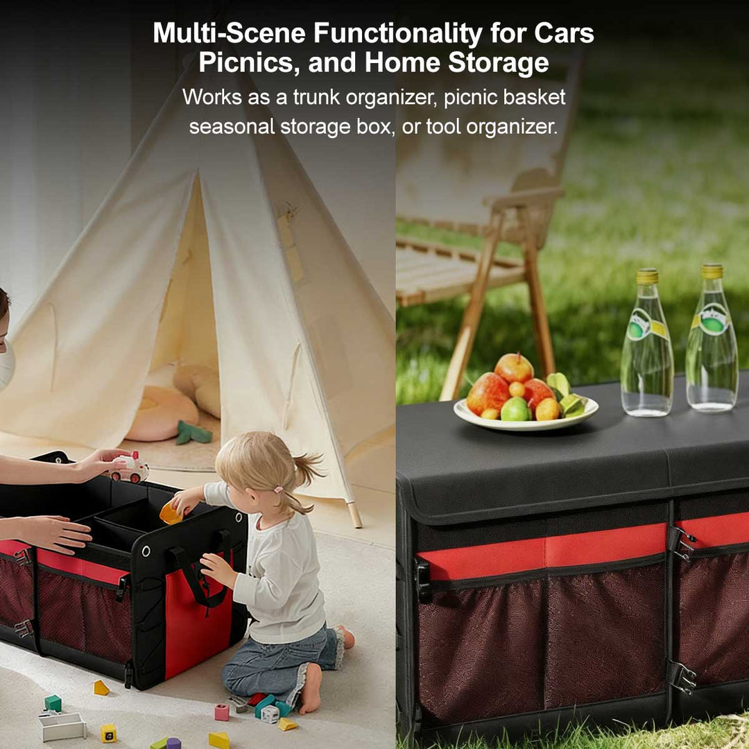 Unisex 60L car trunk organizer with reinforced handles, perfect for auto and SUV organization