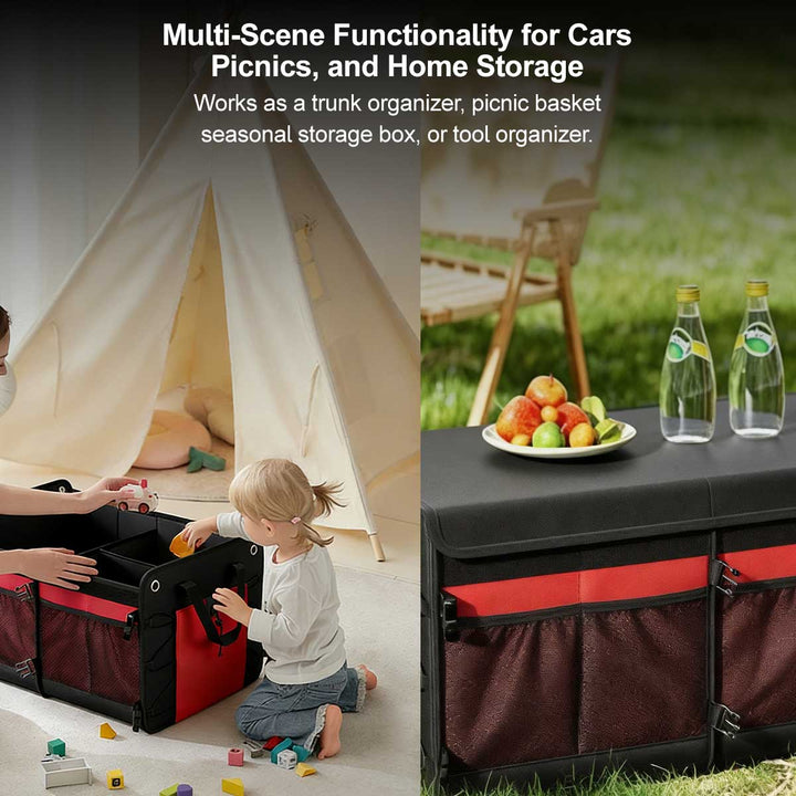Unisex 60L car trunk organizer with reinforced handles, perfect for auto and SUV organization