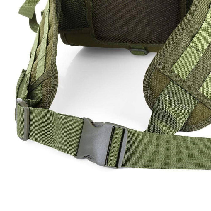 Durable 60L military rucksack with integrated rifle carry, perfect for outdoor adventure and survival
