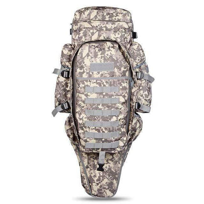 Robust 60L tactical rucksack with internal rifle compartment, suitable for hunting and extended trips